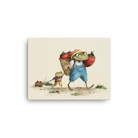 Frogtastic Strawberries - Canvas