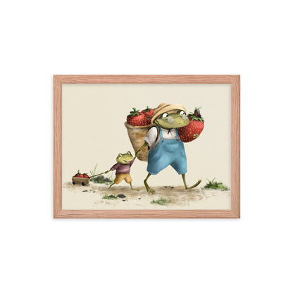 Frogtastic Strawberries - Framed