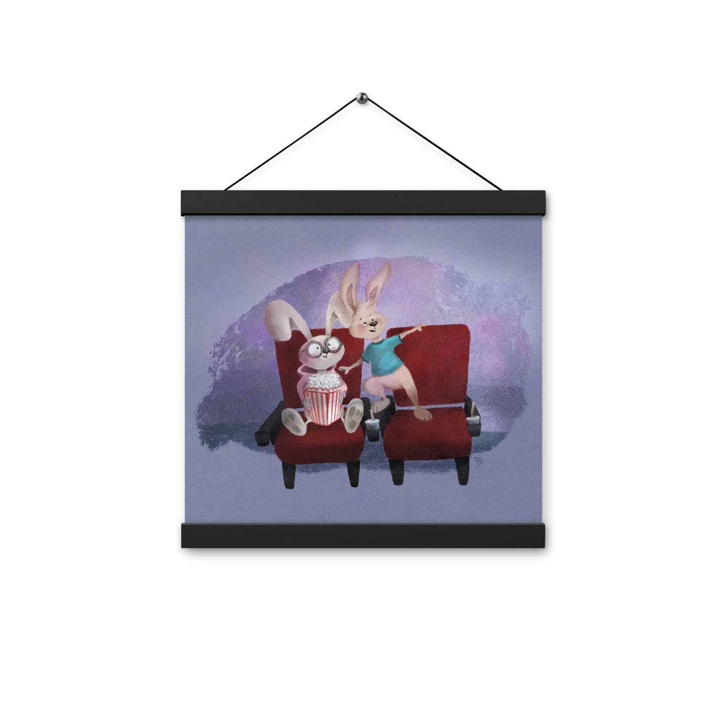 Bunnies at the movies - Hanging Poster