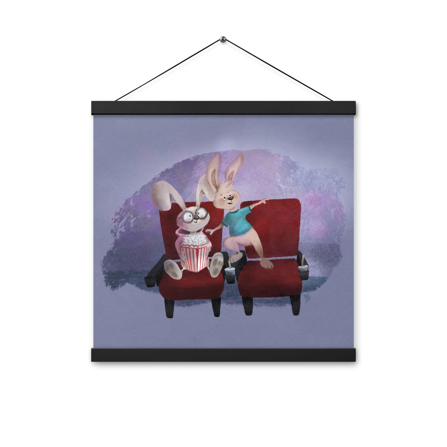 Bunnies at the movies - Hanging Poster