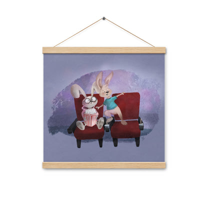 Bunnies at the movies - Hanging Poster