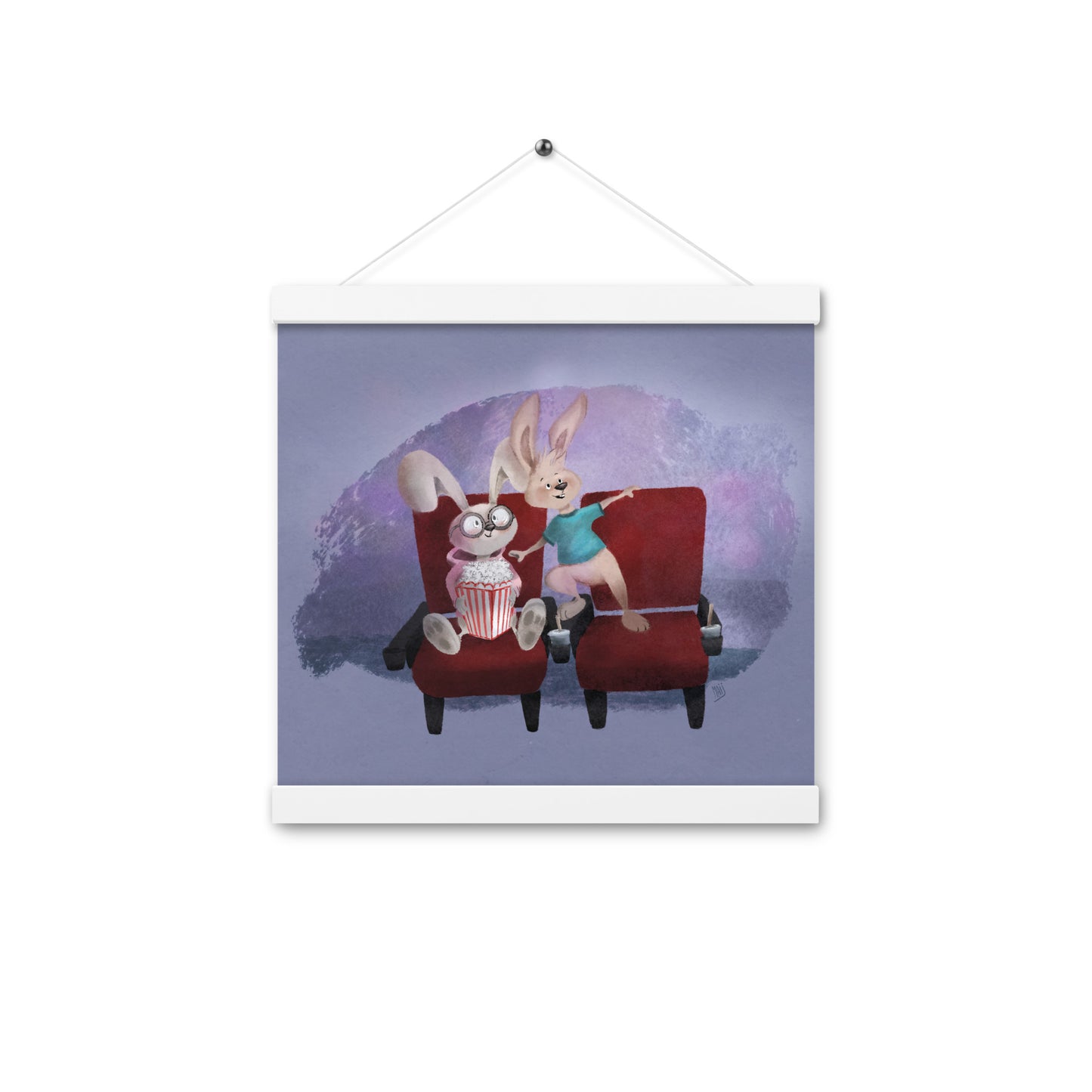 Bunnies at the movies - Hanging Poster